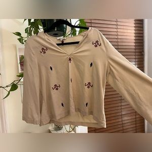 Madewell embroidered fringe top (M)